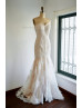 Mermaid Sweetheart Neck Strapless Ivory Lace Tulle Wedding Dress With Champagne Lining